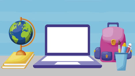 portátil con animación en línea de educación