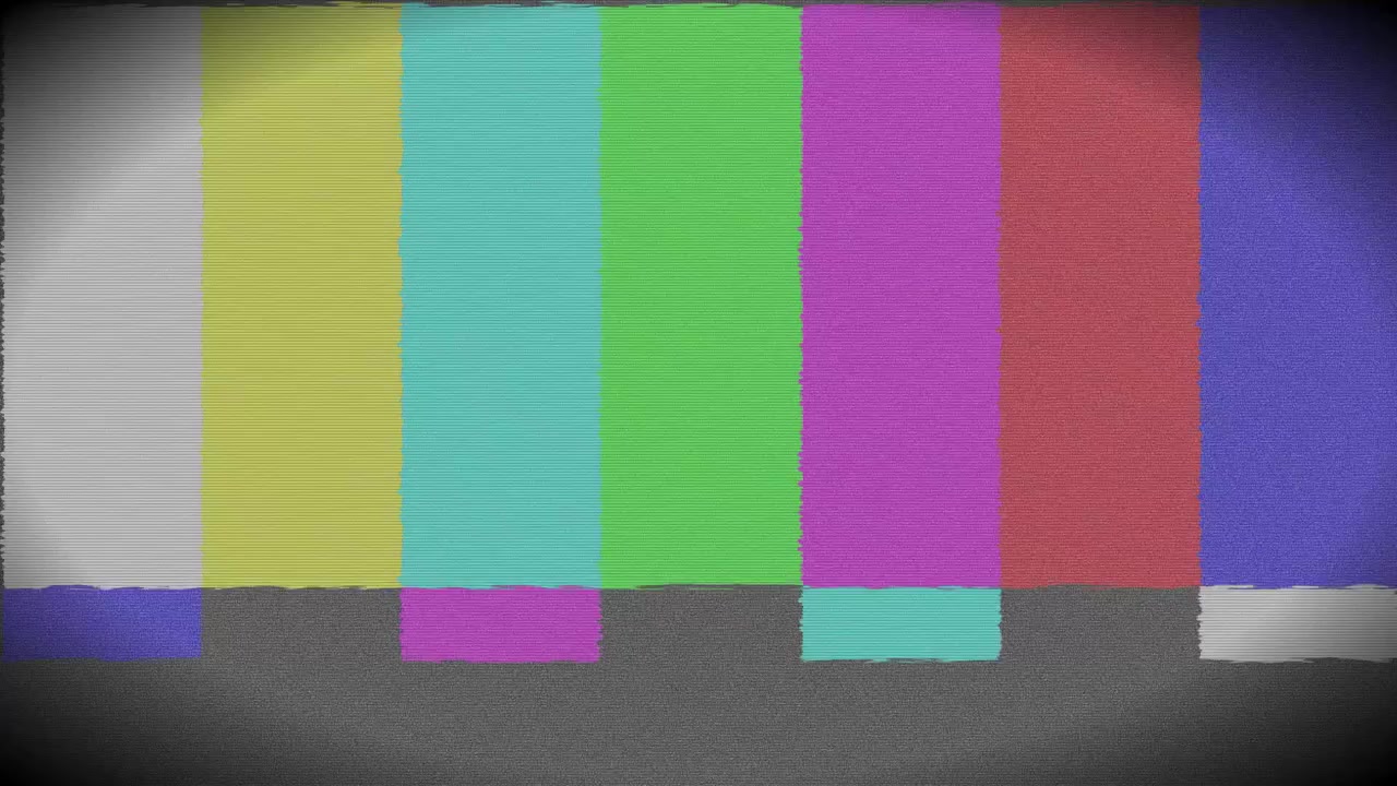 Television Test Pattern with Glitch and Static Interference