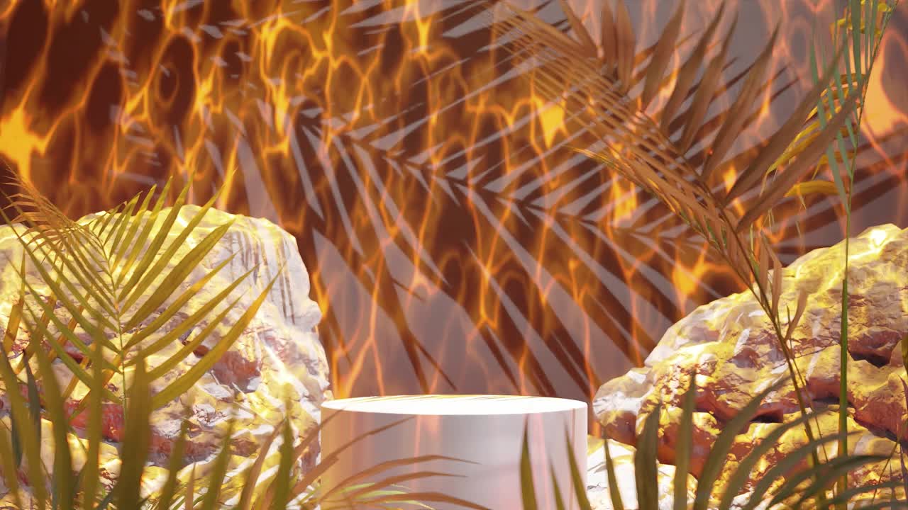 마법의 폭포 오아시스 오렌지색 배경