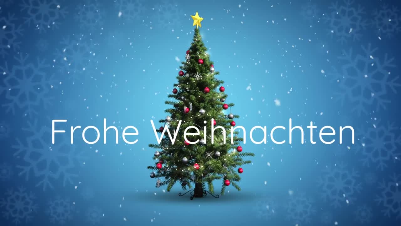 Weihnachtsbaum mit der Aufschrift Frohe Weihnachten