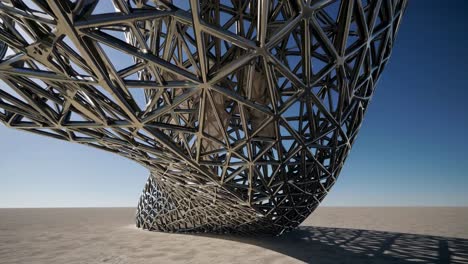 modern metal sculpture in a desert landscape