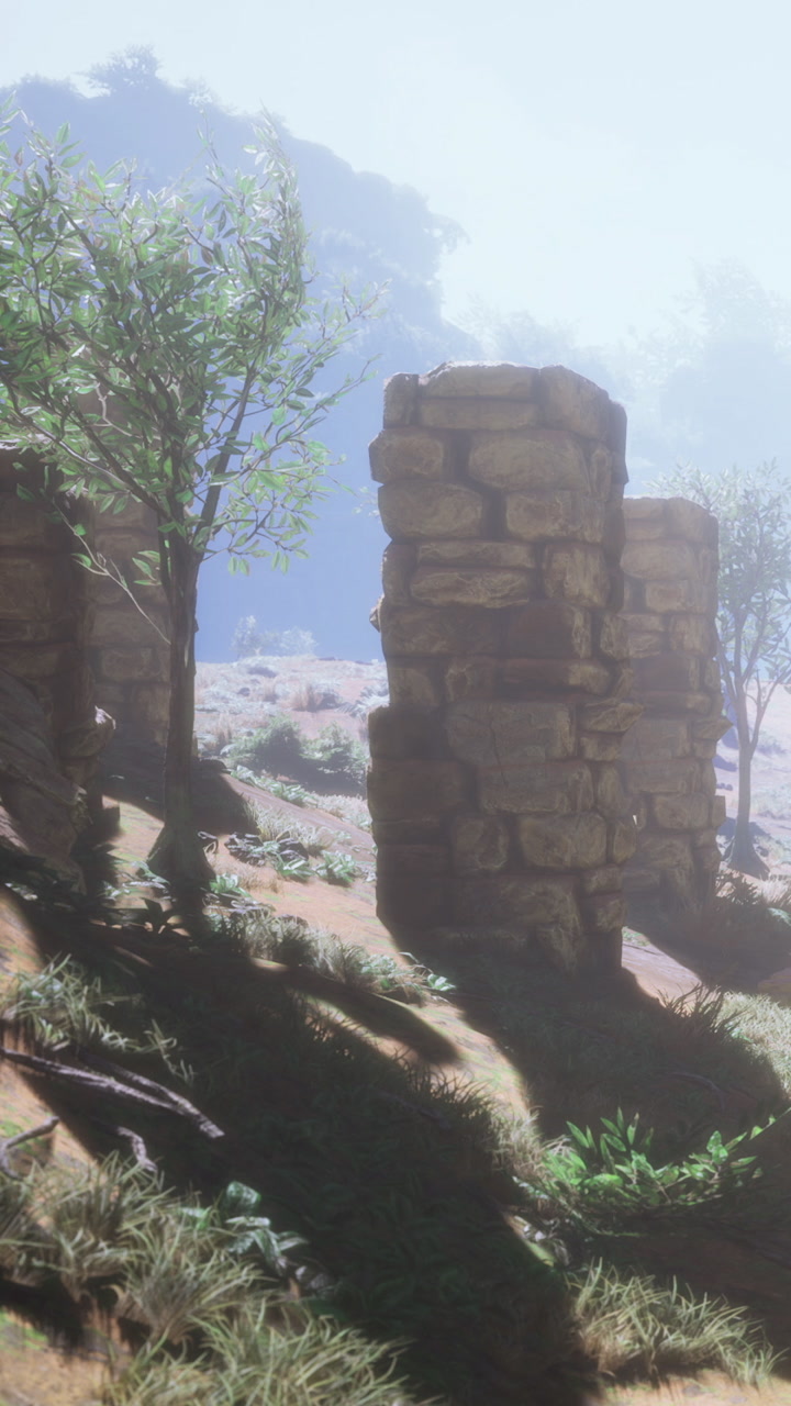 Mysterious ancient ruins bathed in soft morning light evoke forgotten stories