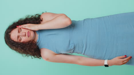 tired upset young woman showing time out gesture limit or stop sign bored of work take a break