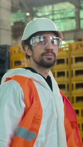 trabajador de fábrica con equipo de protección