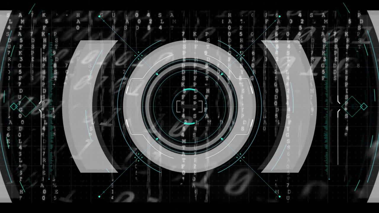 검은 바탕에 대한 범위 스캔과 데이터 처리의 애니메이션