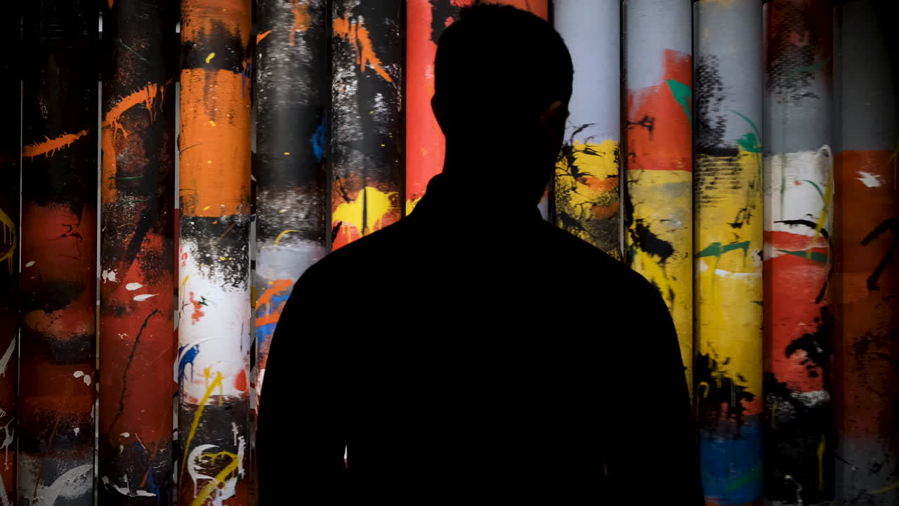 Man Observing Abstract Art