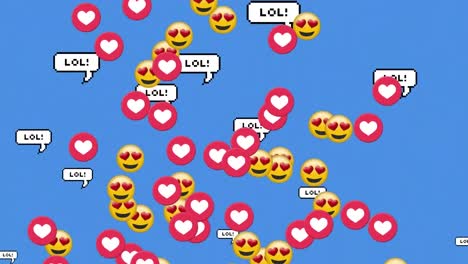 animación de iconos de medios sobre un fondo azul