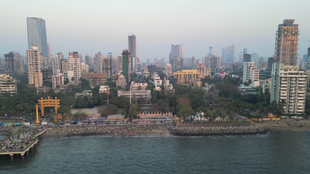 dadar chow patty playa noche vista de pájaro mumbai