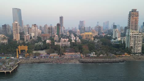 Dadar-Chow-Patty-Playa-Noche-Vista-De-Pájaro-Mumbai