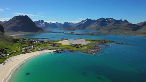 Beach-Lofoten-islands-is-an-archipelago-in-the-county-of-Nordland,-Norway.