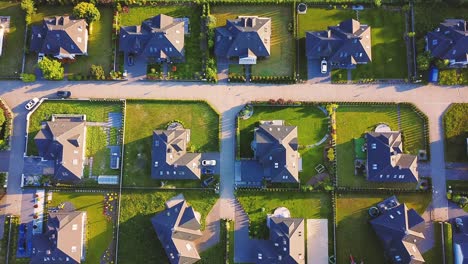 aerial photo of village of houses residential drone above view summer blue sky estate agent