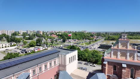 Polish-flag-on-the-main-roundabout-in-Lublin