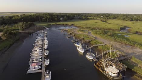 drone view of boats at rock harbor in cape cod massachusetts