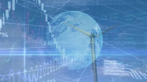 animación del procesamiento de datos de codificación binaria sobre la turbina eólica