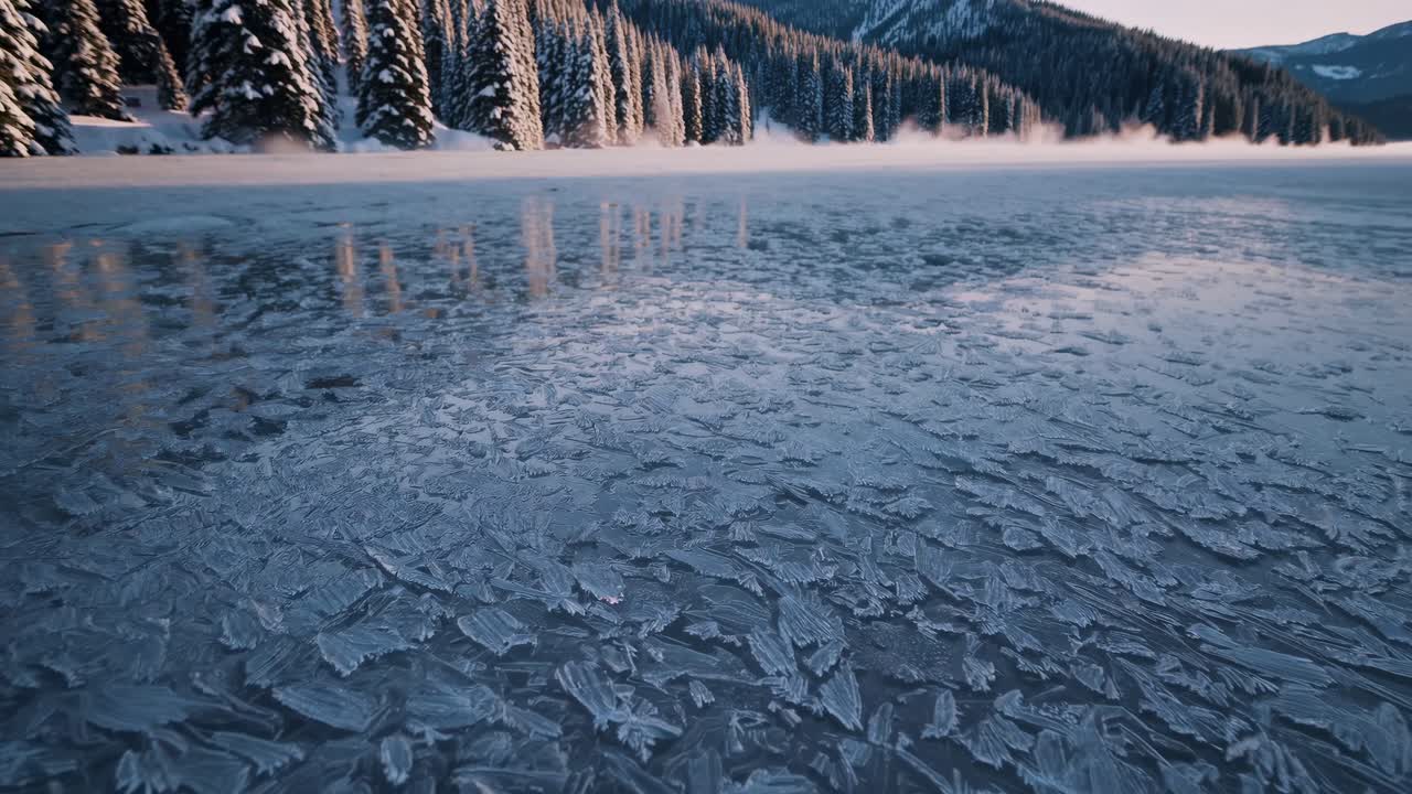 Frozen Lake Landscape with Ice Crystals