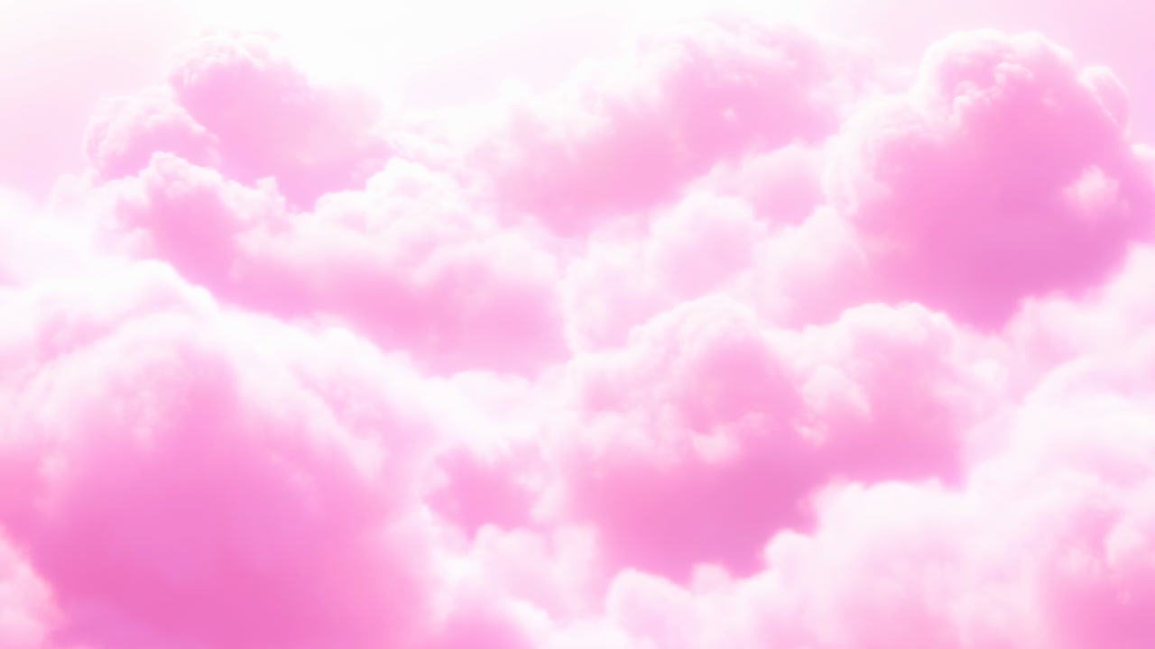 Pink Clouds Filling Frame, Soft Light, Cotton Candy Pastel Cloudscape Drifting Slowly Over Luminous Horizon