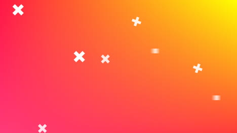 animation weißer formen, die sich auf gelbem und rosa hintergrund bewegen.