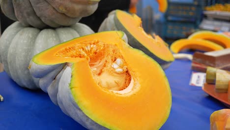 pumpkin and squash cuts at a market