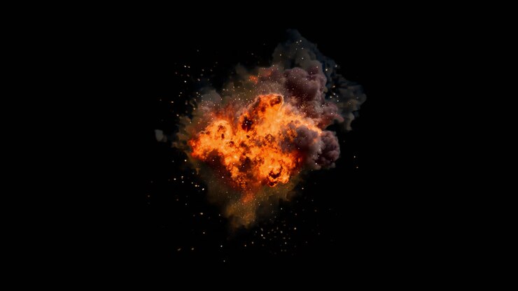 Superposition animée d’une grande explosion, vidéo 4K transparente, canal alpha, ProRes 4444