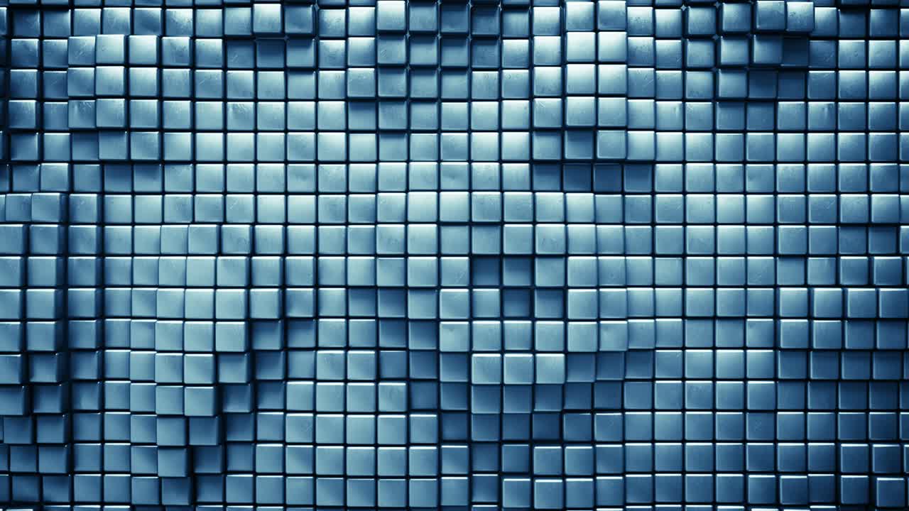 fondo azul con cubos tridimensionales animación de bucle sin costuras de renderizado 3d