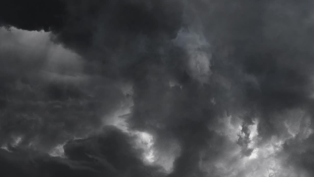 view in the dark sky of Heavy Lightning Storm