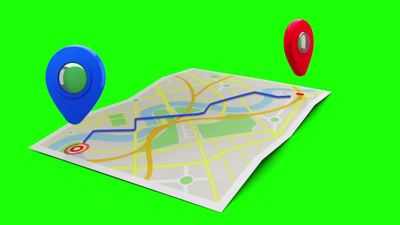 marcador rojo que muestra el camino en un mapa de una ciudad