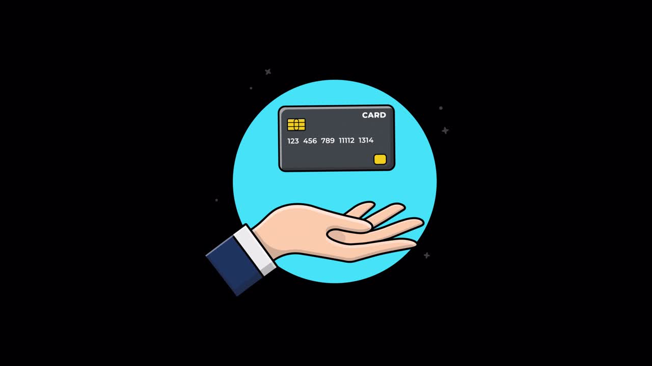 Animated Hand Holding a Credit Card Illustration