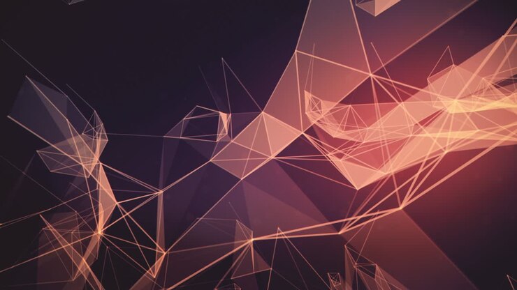 Crypto coin currency promotion intro. Abstract geometric background with connecting dots and lines.