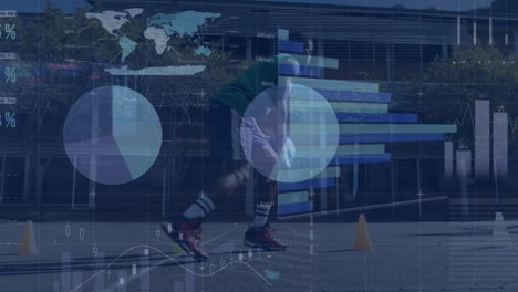 animación de estadísticas y procesamiento de datos sobre un juego de baloncesto