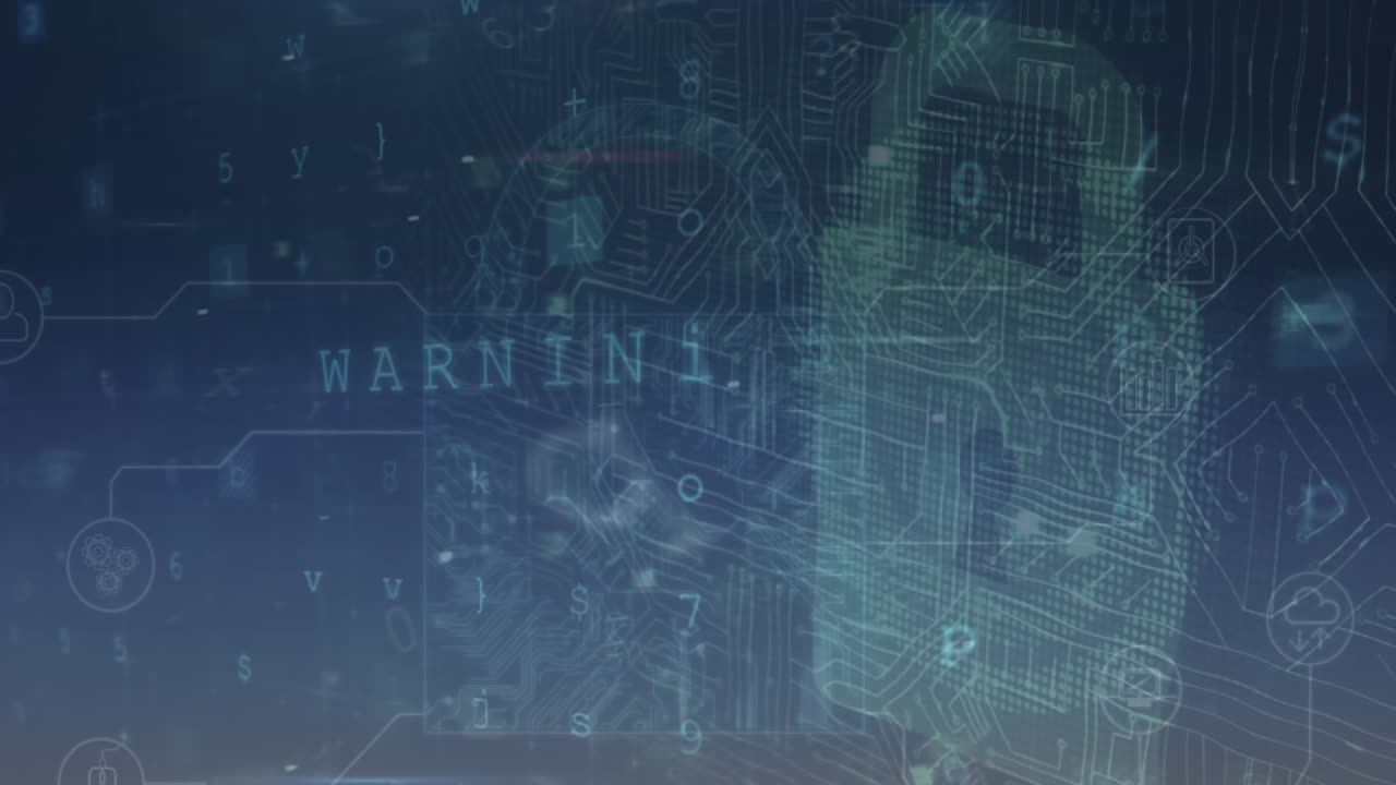 Animation of digital padlock and data processing
