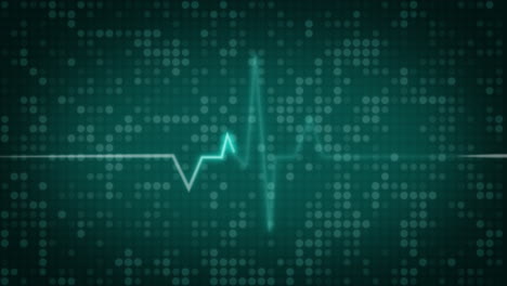 animated heartbeat pulse line on green background with blinking pixels. cardiogram of the heart. looped medical animation.