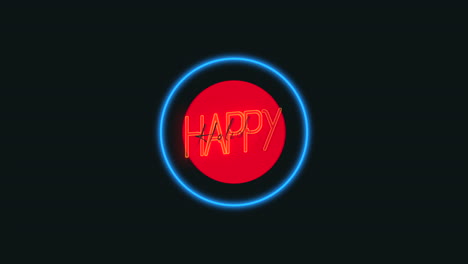 Cheerful-neon-sign-with-Happy-Holidays-shines-in-red-and-yellow-on-black-background