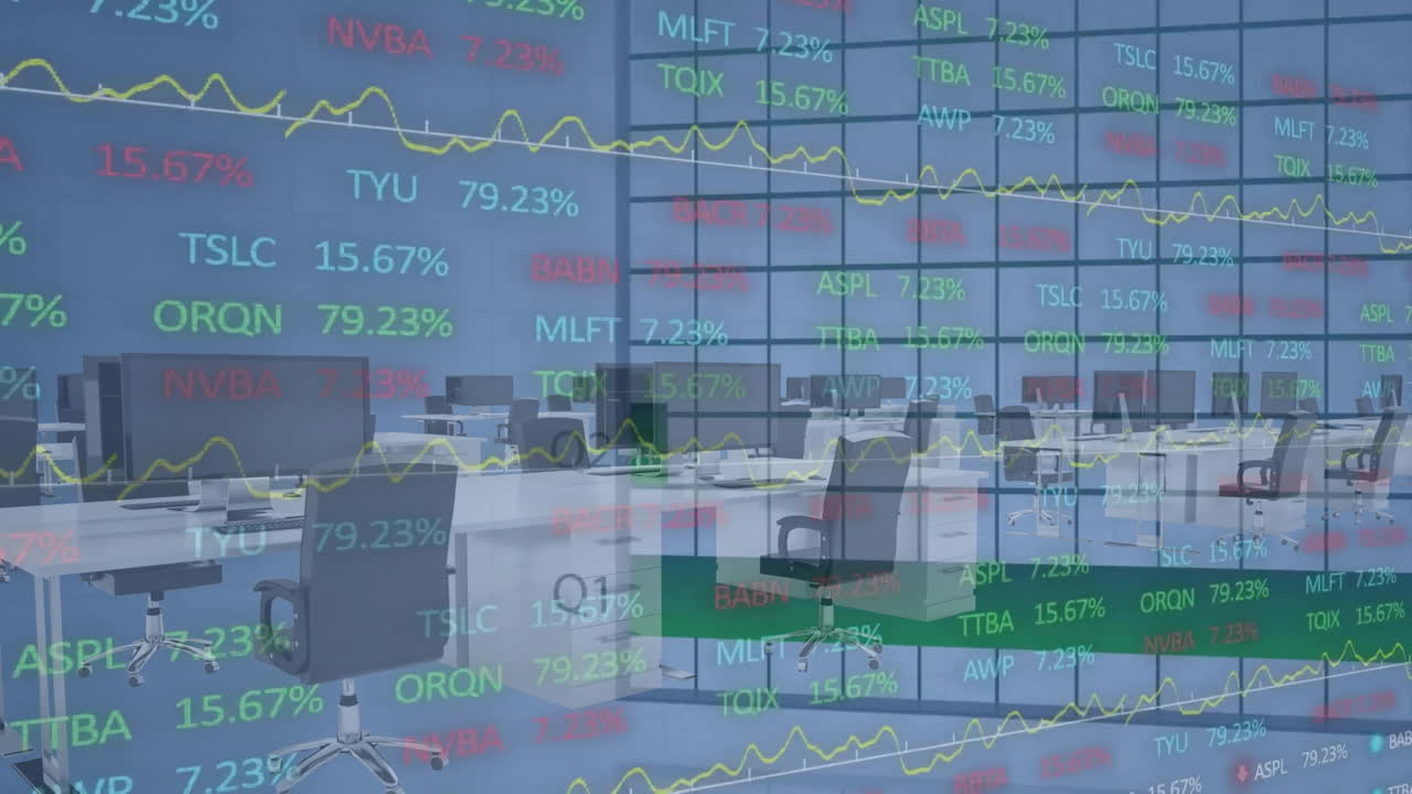 Animation of financial data processing over office