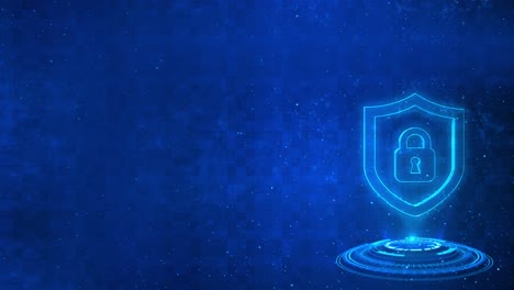cyber security concept shield with keyhole icon on digital data background cyber data security or