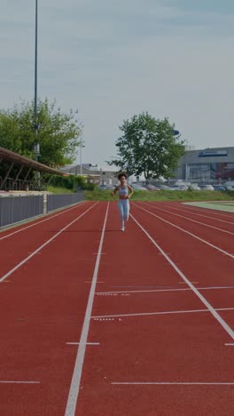 woman running on a track