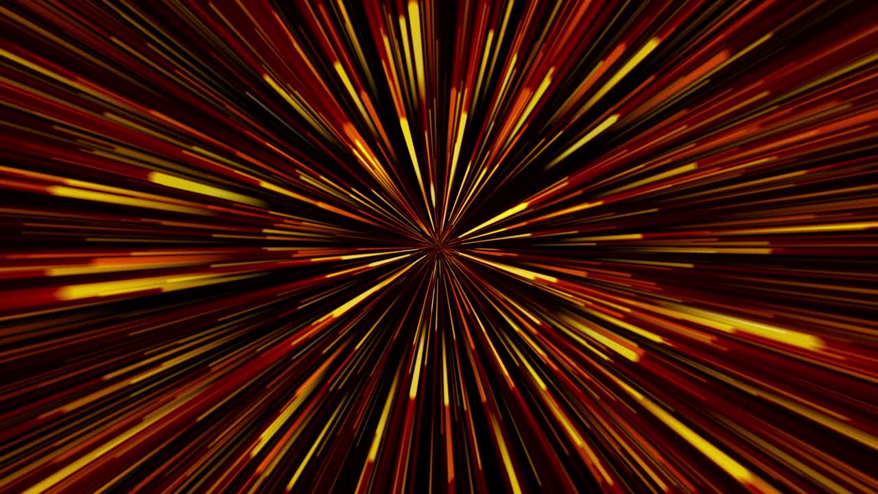 Abstract 3d rendering stylized yellow orange red color space star lights warp loop. 4K star burst creative cosmic futuristic background. Hyper jump into another galaxy. Sci-Fi, technology background.