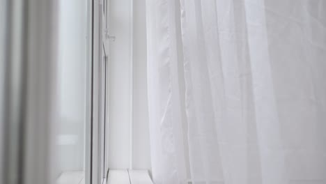 cortinas blancas y una persona en una ventana
