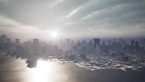 skyline-aerial-view-at-sunset-with-skyscrapers