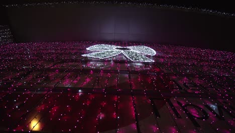 abstract christmas lights as building exterior at night