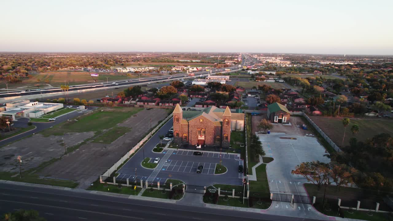 San Juan, Texas, USA: Aerial View of Church and Cityscape