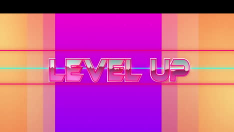 animation of level up text over colorful geometrical background