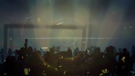 animation of falling confetti over dancing people on dark background