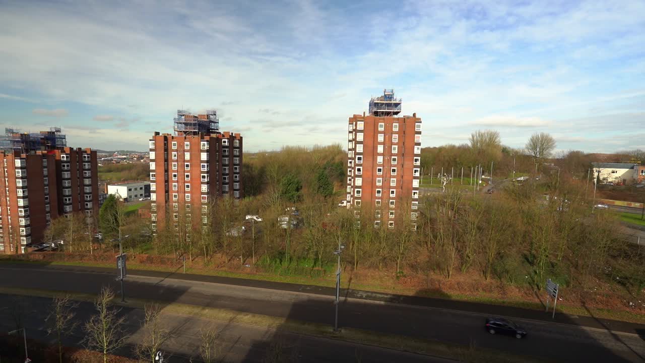 High rise tower blocks, flats built in the city of Stoke on Trent to accommodate the increasing population, housing crisis and over crowding, immigration housing