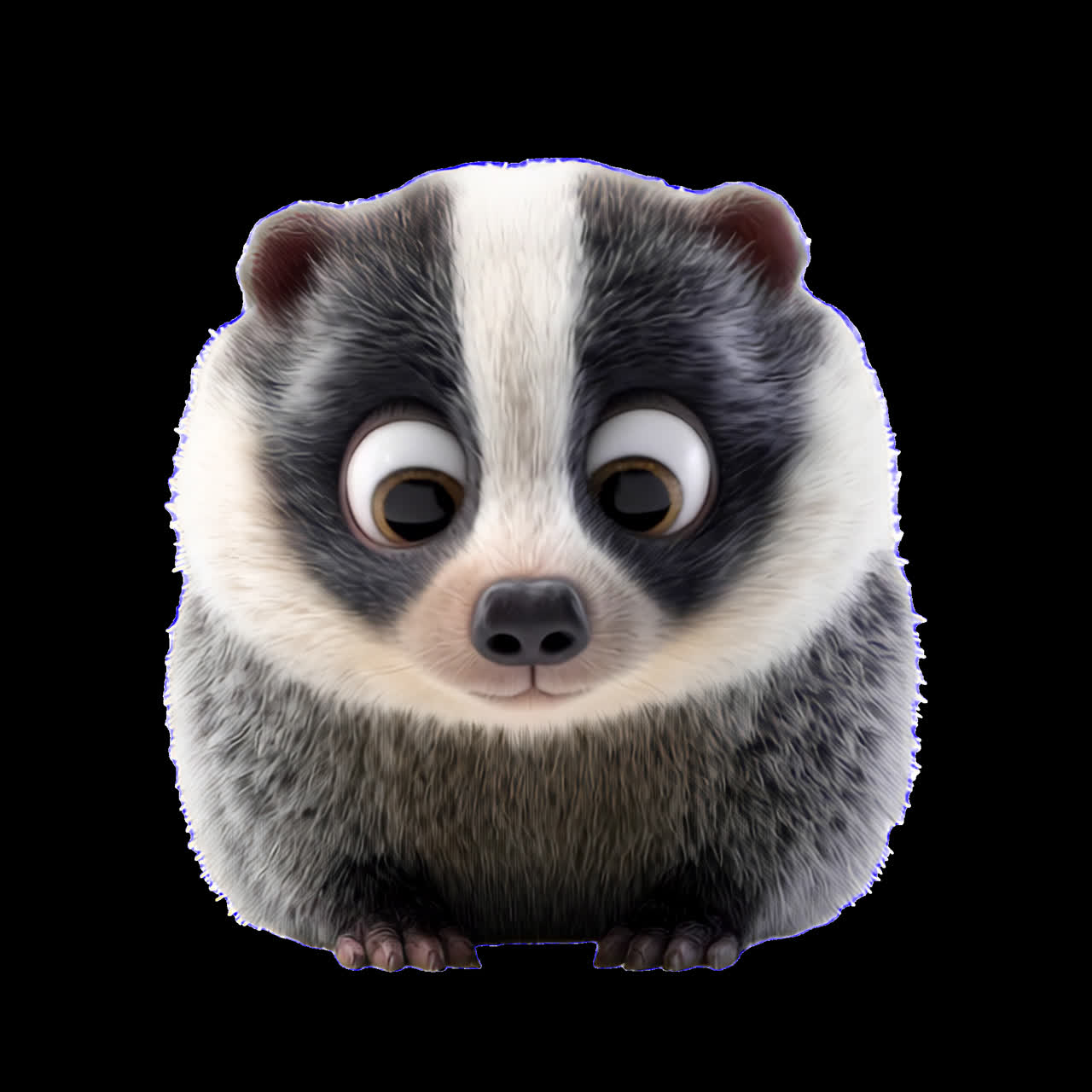 Animazione di tasso dei cartoni animati carino e soffice, risorsa isolata, video 4K trasparente, canale alfa, ProRes