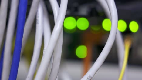 blinking led lights of network server in datacenter