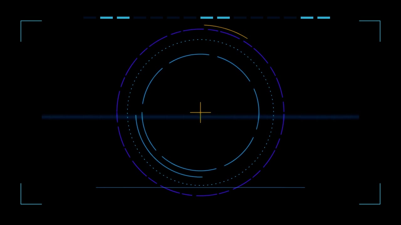 Futuristic Digital HUD Interface with Rotating Circular Elements