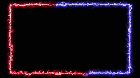 glowing electric neon blue and red lines travelling around a rectangle shape hd