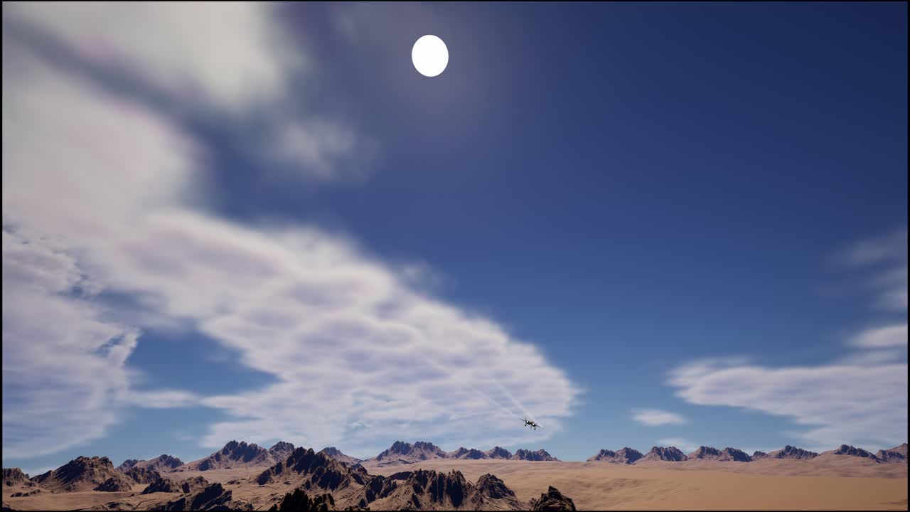 Military Airplanes Flying Above The Mountains On Blue Sky Background. War Concept