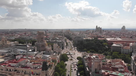 aerial view alcala street and cibeles´s fonts, madrid, spain