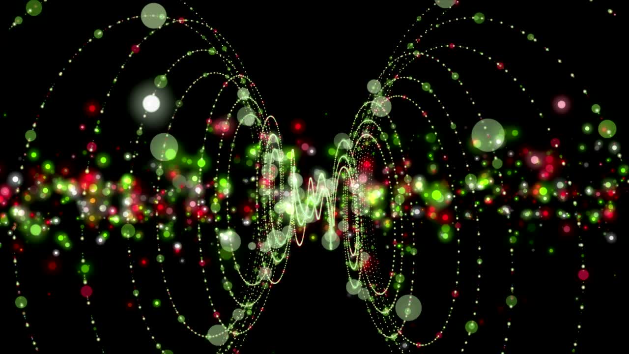 animación futurista con objeto de rayas y partículas parpadeantes en cámara lenta, 4096x2304 bucle 4k